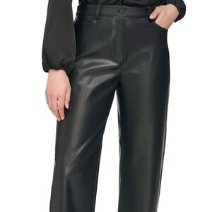 Calvin Klein’s Black Leather Pants Straight Leg size 2